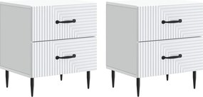 vidaXL Κομοδίνο 2 τεμ. Λευκό 43 x 34,5 x 47,5 εκ Επεξεργασμένο Ξύλο