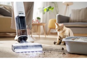 Κάθετη ηλεκτρική σκούπα Tineco Floor One S7 Steam Plus 4B1, 240W, Στεγνό/Υγρό, 0,7 l βρώμικο/0,8 l καθαρό, οθόνη LED και φωτισμός, Ατμός + στέγνωμα, Λευκό/μαύρο