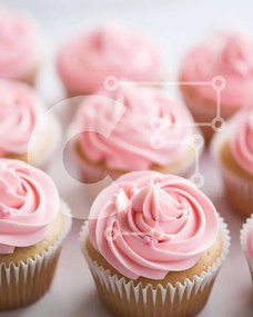 Σετ των 2 Intra Συλλεκτικό Ξύλινο Παζλ Plywood  4mm - Κομψά ροζ Cupcakes με White Frosting Σε Ξύλινο Κουτί - Διαστάσεις: 10x10 cm – 25 κομμάτια