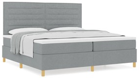vidaXL Κρεβάτι με Στρώμα Ανοιχτό Γκρι 200x200 εκ Υφάσματος