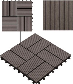 vidaXL Πλάκα Κατασκευής 22 pcs Σκούρο Καφέ 30 x 30 cm WPC