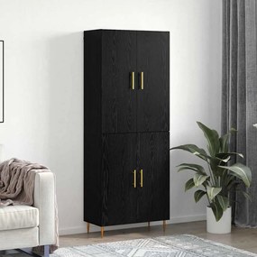 vidaXL Highboard Μαύρη δρυς 69.5 x 34 x 180 εκ. Επεξεργασμένο ξύλο
