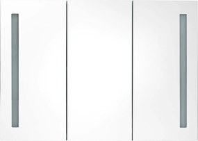 vidaXL Καθρέφτης Μπάνιου με Ντουλάπι &amp; LED Λευκο/Δρυς 89x14x62 εκ.