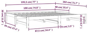 Καναπές Κρεβάτι Συρόμενος Λευκός 2x(90x190) εκ. από Μασίφ Πεύκο - Λευκό