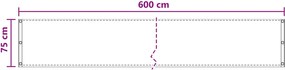 vidaXL Οθόνη Μπαλκονιού Άμμος 75 x 600 cm HDPE και Αλουμίνιο