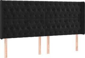 vidaXL Κρεβάτι Boxspring με Στρώμα &amp; LED Μαύρο 200x200 εκ. Βελούδινο