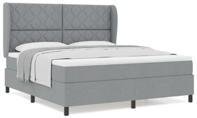 vidaXL Κρεβάτι Box Spring με Στρώμα  - Ανοιχτό Γκρι, 180x200 εκ., Υφάσμα