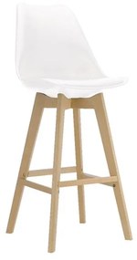 MARTIN Σκαμπό BAR Οξιά Φυσικό, Κάθισμα Η.67cm, PP-Pu Άσπρο, Μονταρισμένη Ταπετσαρία 49x54x67/106cm ΕΜ147,11