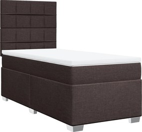 vidaXL Κρεβάτι Boxspring με Στρώμα Σκούρο Καφέ 100x200 εκ. Υφασμάτινο
