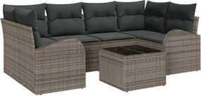 vidaXL Σετ Καναπέ Κήπου με αποθήκευση 7 pcs Γκρι συνθετικό ρατάν