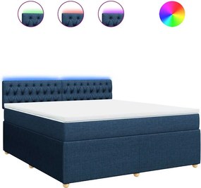 vidaXL Κρεβάτι Boxspring με Στρώμα Μπλε 180x200 εκ. Υφασμάτινο