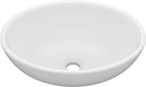 vidaXL Νιπτήρας Πολυτελής Οβάλ Λευκό Ματ 40 x 33 εκ. Κεραμικός