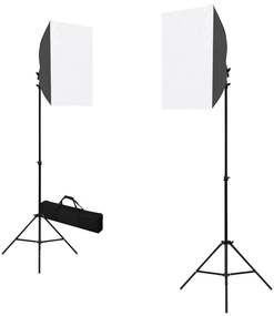 Φωτιστικά Studio Επαγγελματικά 2 τεμ. Μαύρα 40x60 εκ. Ατσάλινα - Μαύρο