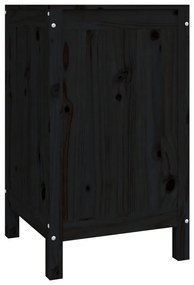 Καλάθι Ρούχων Μαύρο 44x44x76 εκ από Μασίφ Ξύλο Πεύκου - Μαύρο