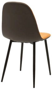 Καρέκλα Naomi pakoworld PU γκρι-βελούδο κεραμιδί-μαύρο πόδι - Τεχνόδερμα - 127-000071
