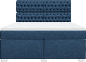 vidaXL Κρεβάτι Boxspring με Στρώμα Μπλε 180x200 εκ. Υφασμάτινο