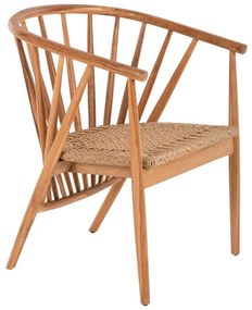Πολυθρόνα Permaine HM9825 57,5x59,5x82cm Με Σχοινί Από Ξύλο Natural-Teak Wood, Rope