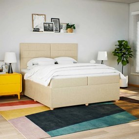 vidaXL Κρεβάτι Boxspring με Στρώμα Κρεμ 200x200 εκ. Υφασμάτινο
