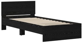 vidaXL Κρεβάτι  με Υποκείμενο Μαύρη Δρυς 90x200 cm Επεξεργασμένο Ξύλο