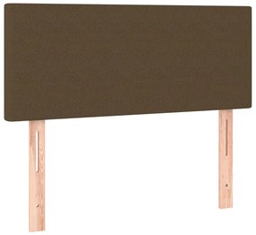 vidaXL Κρεβάτι Boxspring με Στρώμα &amp; LED Σκ.Καφέ 100x200 εκ Υφασμάτινο