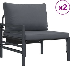 vidaXL Σετ Καναπέ Κήπου με μαξιλάρι 7 pcs Μαύρο Ατσάλι