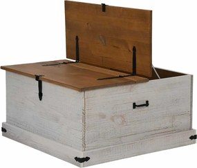 vidaXL Σεντούκι αποθήκευσης HALDEN Λευκό 91x91x47 cm Στερεό ξύλο πεύκο