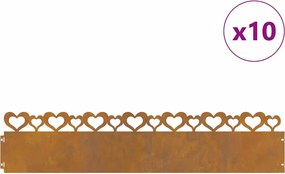 vidaXL Περιγράμματα γκαζόν 10 pcs Σκ rusty 103 x 0,05 x 22 εκ