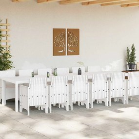 vidaXL Σέτ φαγητού για κήπο 13 pcs Λευκό Rattan Polt