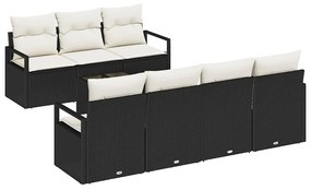 vidaXL Σετ Καναπέ Κήπου με μαξιλάρι 8 pcs Μαύρο, Κρέμα 55 x 55 x 37 εκ