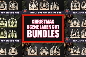 Σετ των 2 Intra απο ξύλο plywood 3mm-4mm πάχος Πακέτα αποκοπής λέιζερ Χριστουγεννιάτικων σκηνών Δίασταση 15x15 cm INTRAFABR-109359458