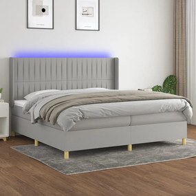 Κρεβάτι Boxspring με Στρώμα &amp; LED Αν.Γκρι 200x200εκ. Υφασμάτινο - Γκρι