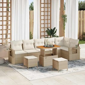 vidaXL Σετ Καναπέ Κήπου 9 pcs Μπεζ συνθετικό ρατάν