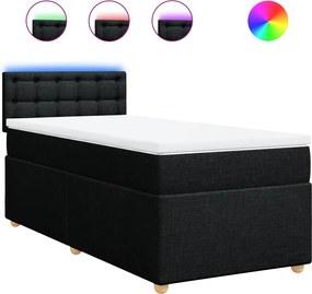 vidaXL Κρεβάτι Boxspring με Στρώμα Μαύρο 100 x 200 εκ. Υφασμάτινο