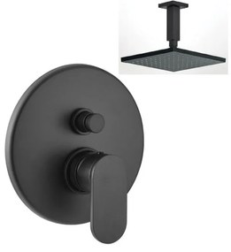 Armando Vicario Slim Black Matt Μίκτης Εντ. 2 Εξ. με Εκτροπέα+Ανακλινόμενη Κεφαλή Square 20x20εκ+Μπράτσο Οροφής