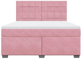 vidaXL Κρεβάτι Boxspring με Στρώμα Ροζ 180x200 εκ. Βελούδινο