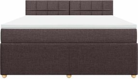 vidaXL Κρεβάτι Boxspring με Στρώμα Σκούρο Καφέ 180x200 εκ Υφασμάτινο