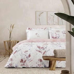 Σεντόνια Caprice (Σετ 4τμχ) White-Pink Nima Υπέρδιπλo 240x260cm 100% Βαμβάκι