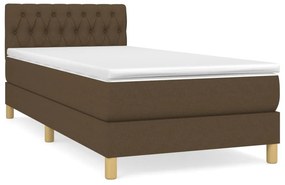 VidaXL Κρεβάτι Boxspring με Στρώμα Σκούρο Καφέ 90x200 εκ. Υφασμάτινο