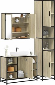 vidaXL Σετ Επίπλων Μπάνιου 3 Τεμαχίων Sonoma Δρυς Επεξεργασμένο Ξύλο