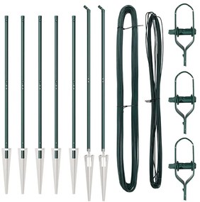 vidaXL Πό posts φράχτη Ρυθμιζόμενο Ύψος 7 pcs Πράσινο Ø32mm 170 εκ