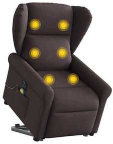 vidaXL Πολυθρόνα Μασάζ Ηλεκ. Ανακλινόμενη Ανύψωση Σκ. Καφέ Υφασμάτινη