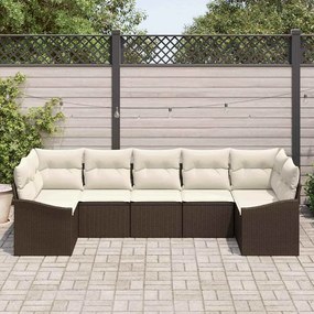 vidaXL Σέτ φαγητού για κήπο με μαξιλάρι 7 pcs Καφέ, Κρέμα