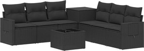 VidaXL Σετ Καναπέ 8 τμχ. Μαύρο 55 x 55 x 37 εκ Πολυ-ρακί και Χάλυβας