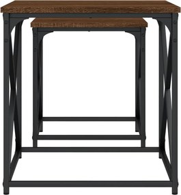 vidaXL Τραπεζάκια Ζιγκόν 2 τεμ. Καφέ Δρυς από Επεξεργασμένο Ξύλο