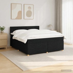 vidaXL Κρεβάτι box spring με στρώμα Μαύρο 160 x 200 cm Ύφασμα