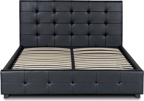 Κρεβάτι Iro Megapap από τεχνόδερμα με αποθηκευτικό χώρο χρώμα μαύρο 160x200εκ.