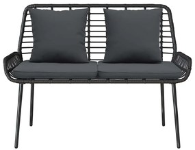 vidaXL Παγκάκι κήπου Μαύρο, Ανθρακί Πολυ rattan, ατσάλι
