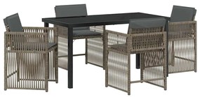 vidaXL Σέτ φαγητού για κήπο 5 pcs Γκρι συνθετικό ρατάν