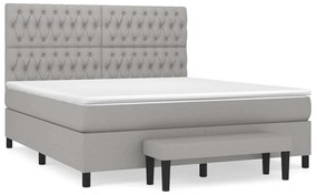 vidaXL Κρεβάτι Boxspring με Στρώμα Ανοιχτό Γκρι 180x200 εκ. Υφασμάτινο