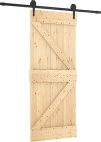 vidaXL Συρόμενη Πόρτα Φυσικό και Μαύρο 85 x 210 cm